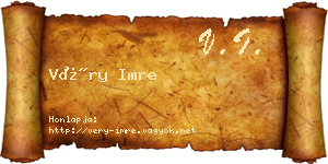 Véry Imre névjegykártya